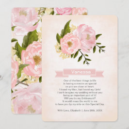 Invitación ¿Serás mi dama de honor? Rubor Pink Peonies