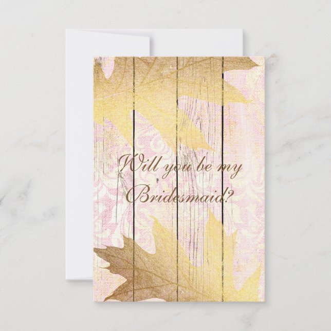 Invitación ¿Serás mi Dama de Honor? Rústico Rosa Dorado (Anverso)
