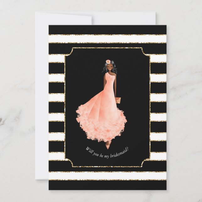 Invitación ¿Serás mi dama de honor, tiras de vestir de piel d (Anverso)