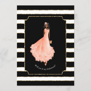 Invitación ¿Serás mi dama de honor, tiras de vestir de piel d