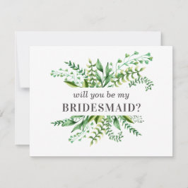 Invitación ¿Serás mi dama de honor. Verde acuarela