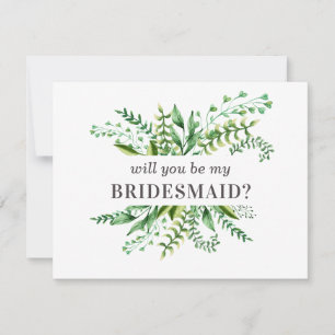 Invitación ¿Serás mi dama de honor. Verde acuarela