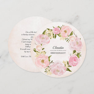 Invitación ¿Serás mi dama de honor? Wreath de Rubor Pink Peon