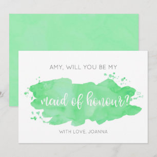 Invitación ¿Serás mi doncella de honor, color de agua verde