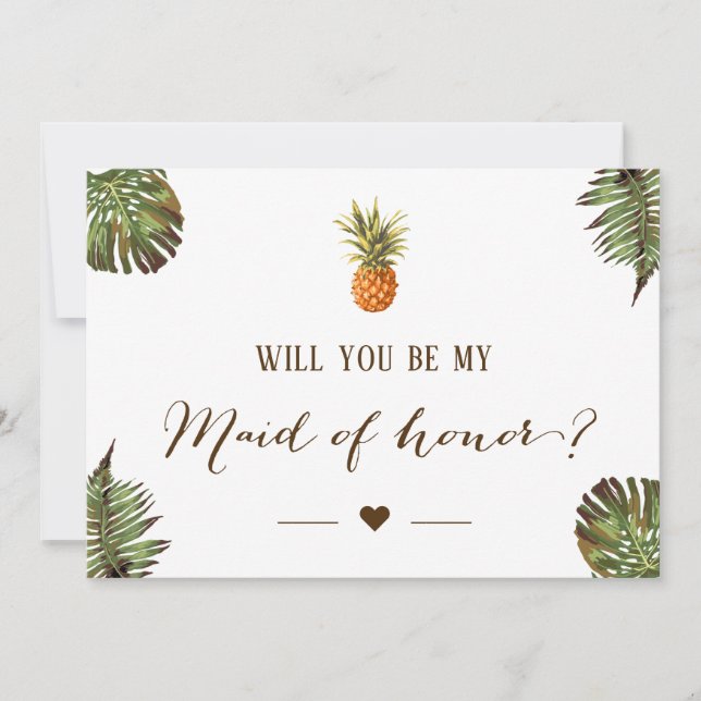 Invitación ¿Serás mi doncella de honor - piña tropical? (Anverso)