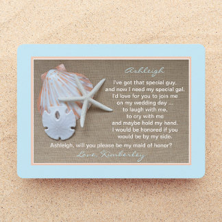 Invitación ¿Serás mi doncella de honor, tema de la playa azul