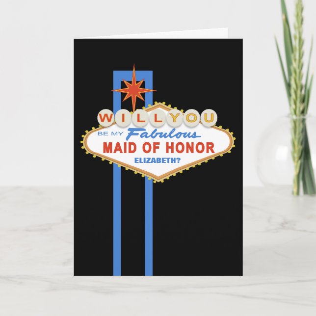 Invitación ¿Serás mi doncella de Rótulo de honor de Las Vegas (Anverso)