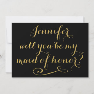 Invitación Serás mi empleada de caligrafía de oro de honor