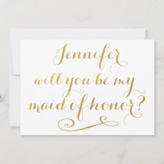 Invitación Serás mi empleada de caligrafía de oro de honor