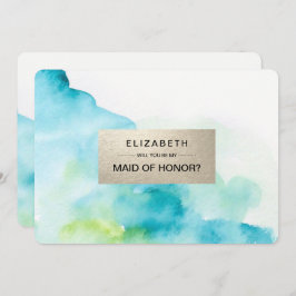 Invitación ¿Serás mi empleada de honor? Acuarela moderna