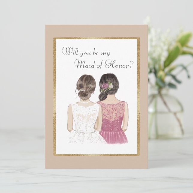 Invitación ¿Serás mi empleada de honor Boda Gold? (Anverso de pie)