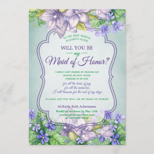 Invitación ¿Serás mi empleada de honor Boda Lilac Violets?