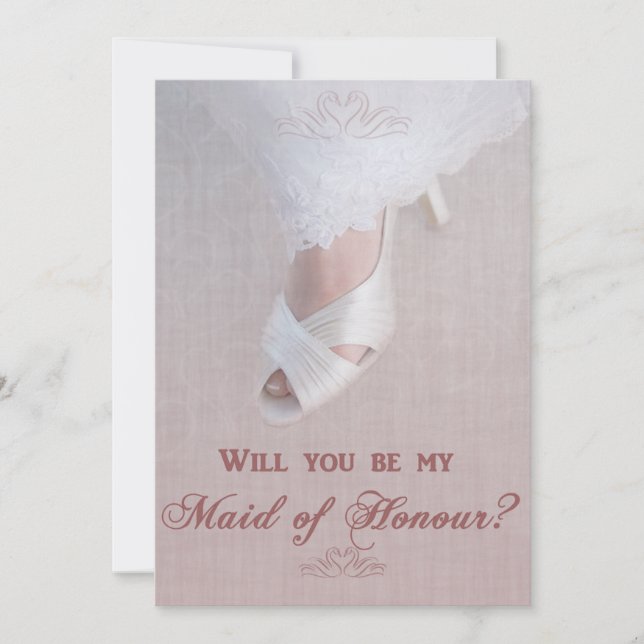 Invitación ¿Serás mi empleada de honor? ¡Bonito en rosa! (Anverso)