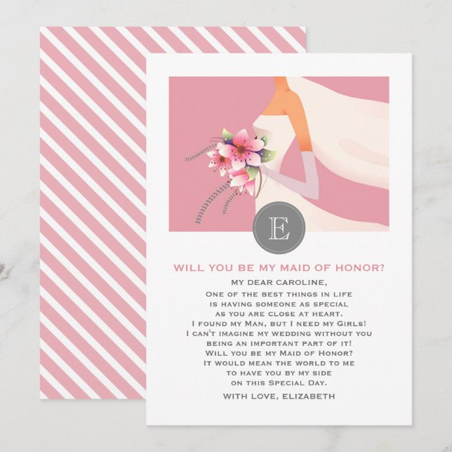 Invitación ¿Serás mi empleada de honor? Bride Silhouette (Anverso / Reverso)