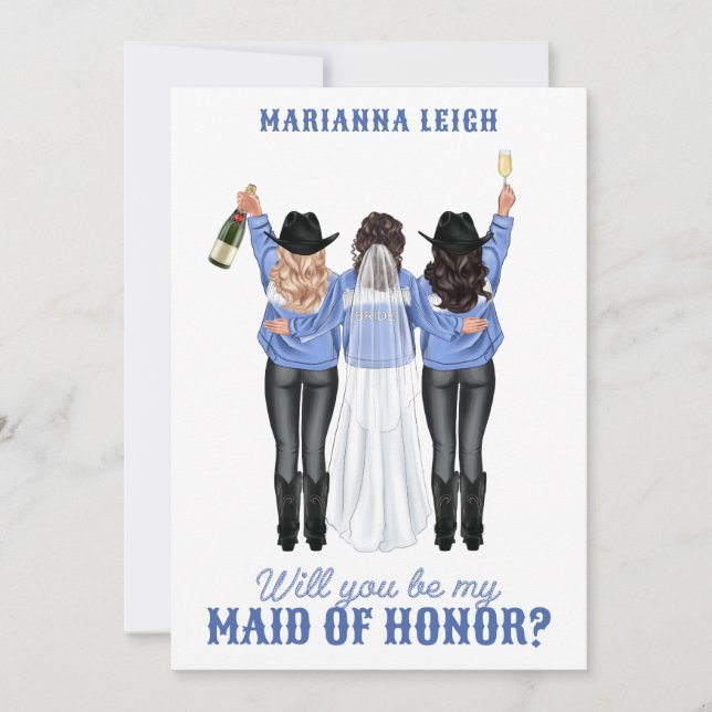Invitación ¿Serás mi empleada de honor? Chicas de Denim (Anverso)