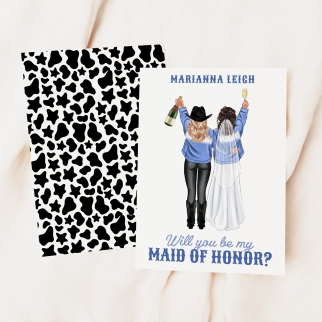 Invitación ¿Serás mi empleada de honor? Chicas en Denim Invit (Subido por el creador)