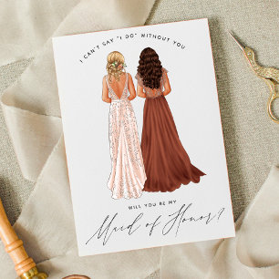 Invitación ¿Serás mi empleada de honor? Chicas en la invitaci