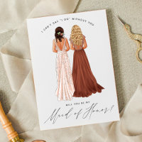¿Serás mi empleada de honor? Chicas en la invitaci