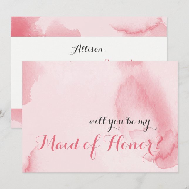 Invitación ¿Serás mi empleada de honor color rosa (Anverso / Reverso)