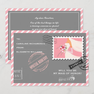 Invitación ¿Serás mi empleada de honor? Correo aéreo moderno