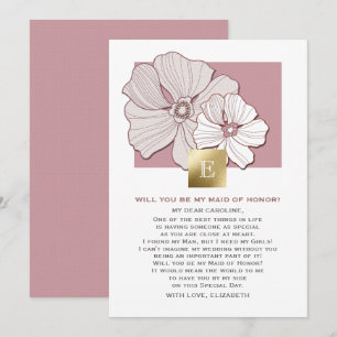 Invitación ¿Serás mi empleada de honor? Dusty Rosa Floral
