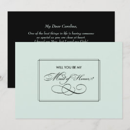 Invitación ¿Serás mi empleada de honor? Elegante Mint Black