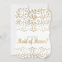 Invitación ¿Serás mi empleada de honor? Faux Gold Confetti