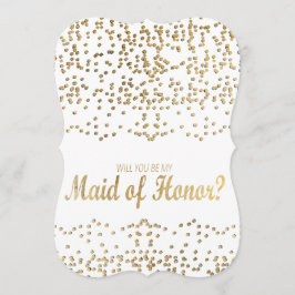 Invitación ¿Serás mi empleada de honor? Faux Gold Confetti