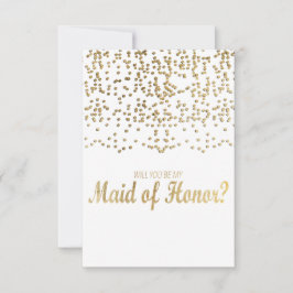 Invitación ¿Serás mi empleada de honor? Faux Gold Confetti