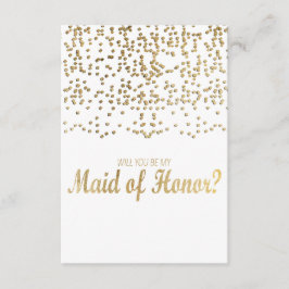 Invitación ¿Serás mi empleada de honor? Faux Gold Confetti