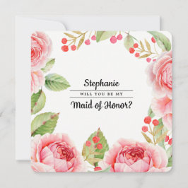 Invitación ¿Serás mi empleada de honor? Flora acuarela
