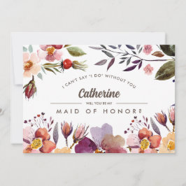 Invitación ¿Serás mi empleada de honor? Flores de otoño rústi