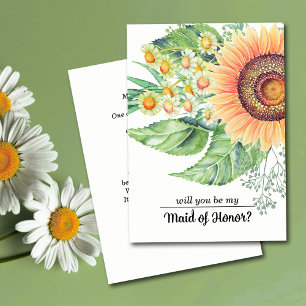 Invitación ¿Serás mi empleada de honor? Girasol ruso