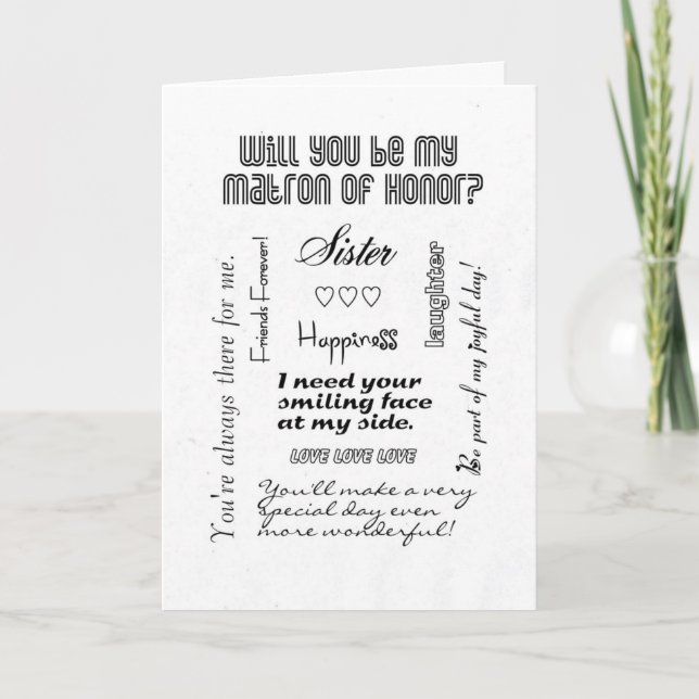 Invitación ¿Serás mi empleada de honor, hermana? (Anverso)