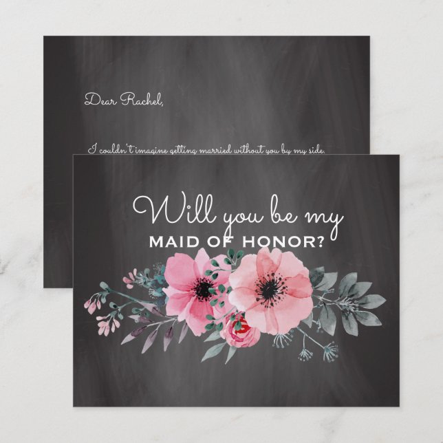 Invitación Serás mi empleada de honor | Maid of Honor (Anverso / Reverso)