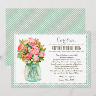 Invitación ¿Serás mi empleada de honor? Mason Jar Floral