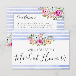 Invitación ¿Serás mi empleada de honor para las franjas flora