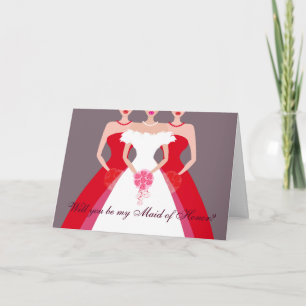 Invitación ¿Serás mi empleada de honor? Partido Bridal (rojo)