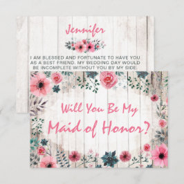 Invitación ¿Serás Mi Empleada De Honor Rústico Boda Floral?