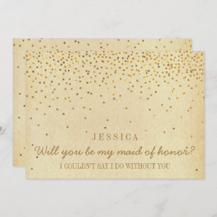 Invitación ¿Serás Mi Empleada De Honor Vintage Gold Confetti?