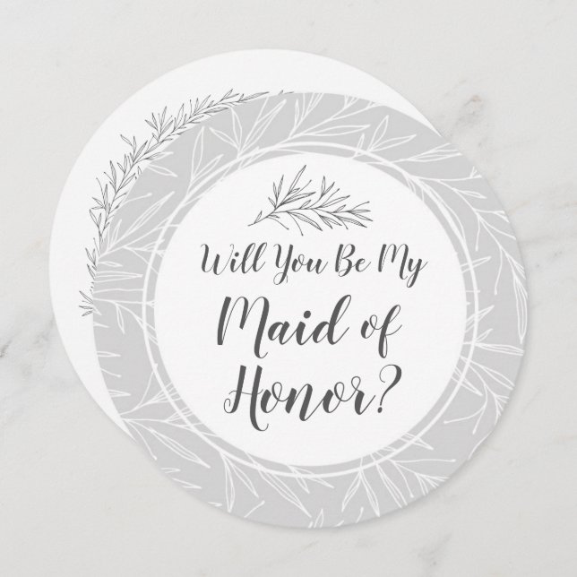 Invitación ¿Serás mi empleada del honor de la moderna hoja bo (Anverso / Reverso)