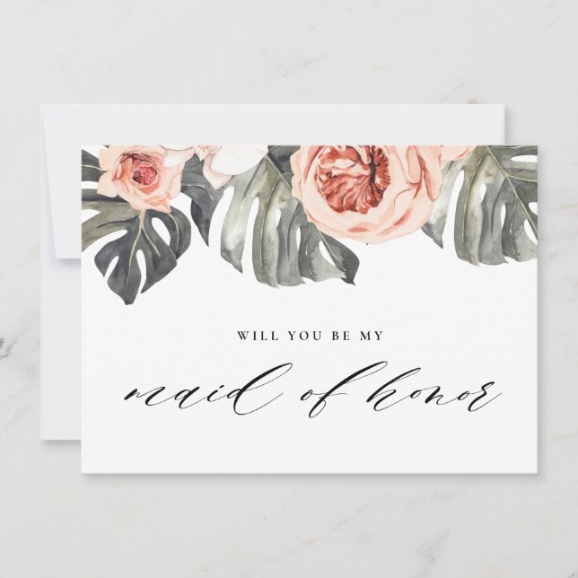 Invitación ¿Serás mi empleada del honor de los trópicos elega (Anverso)