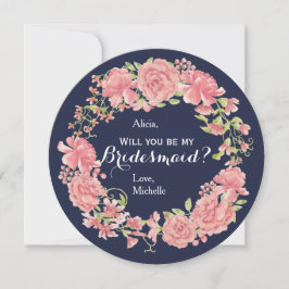 Invitación ¿Serás mi esposa marina de guerra rosa floral coro