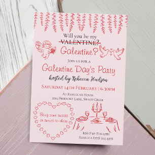 Invitación ¿Serás mi Galentine? Fiesta del Día de Galentine