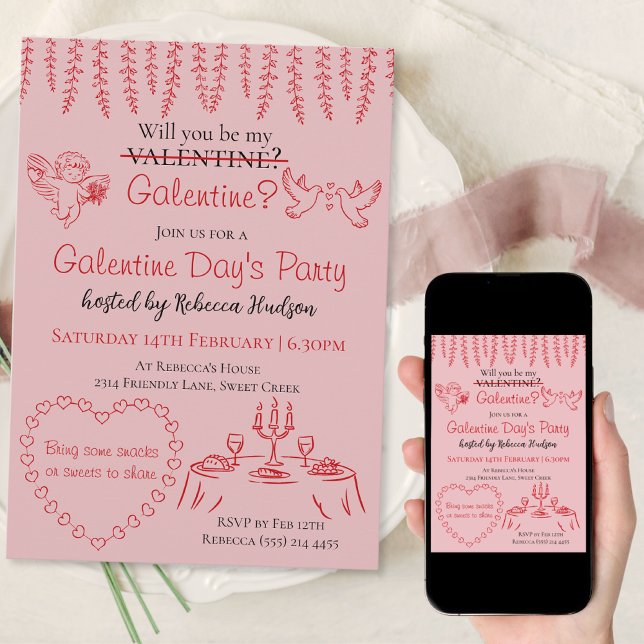Invitación ¿Serás mi Galentine? Fiesta del Día de Galentine (Subido por el creador)