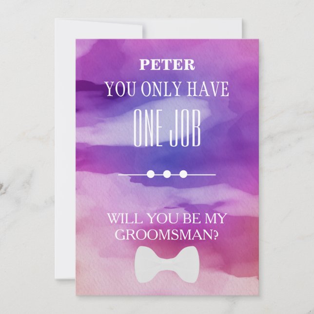 Invitación ¿Serás Mi Groomsman? (Anverso)