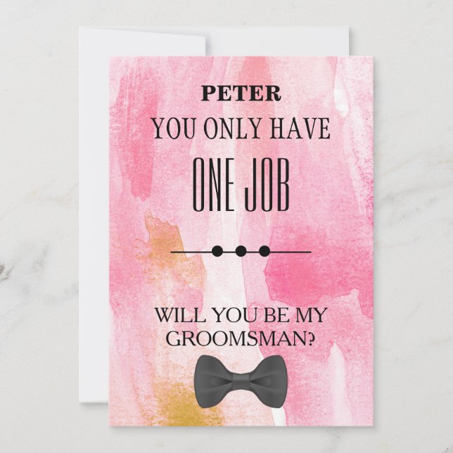 Invitación ¿Serás Mi Groomsman? (Anverso)