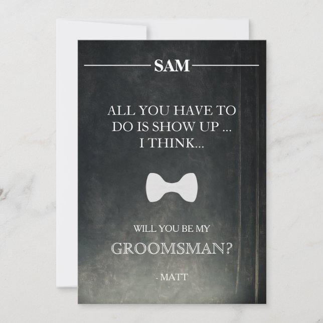Invitación ¿Serás Mi Groomsman? (Anverso)