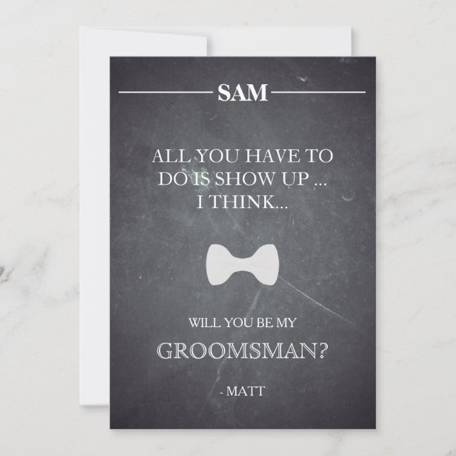 Invitación ¿Serás Mi Groomsman? (Anverso)
