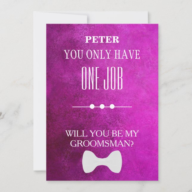 Invitación ¿Serás Mi Groomsman? (Anverso)